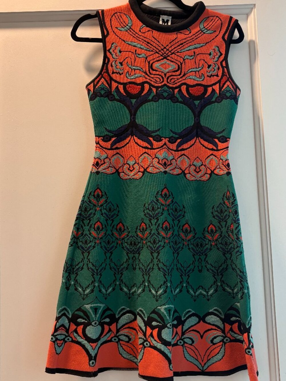 M Missoni Geometric Intarsia Knit Sleeveless Fit-and-Flare Dress